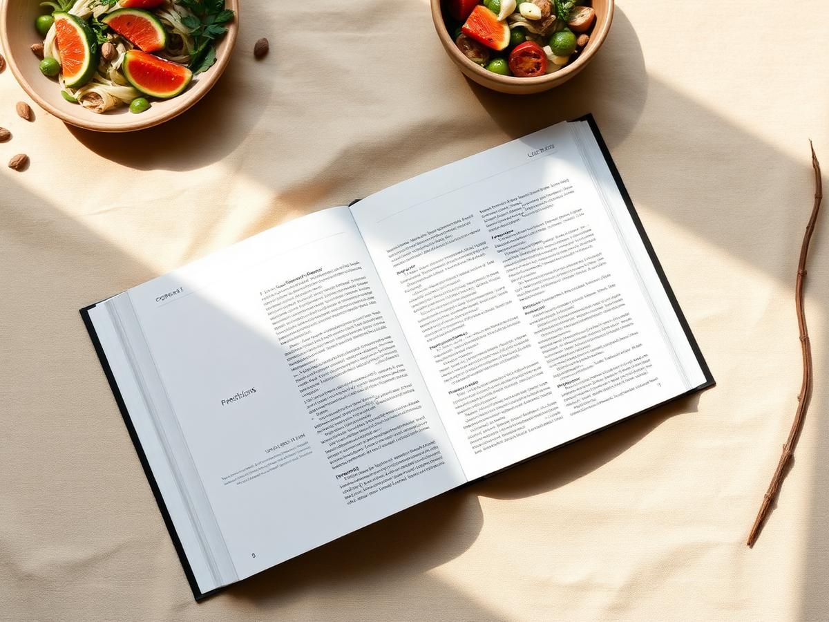 Open cookbook on a kitchen table
