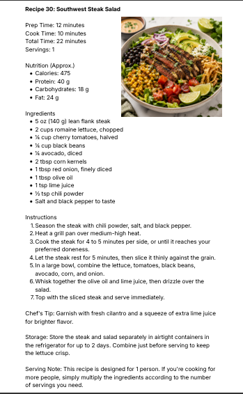 Recipe 30: Southwest Steak Salad page