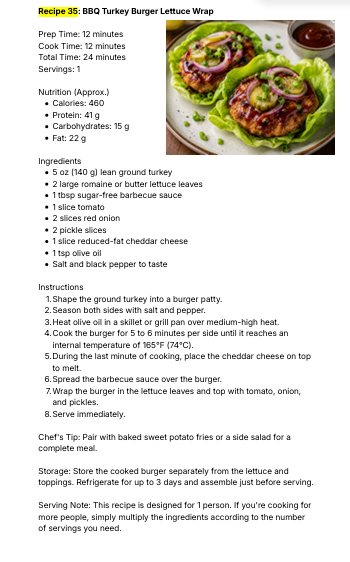 Recipe 35: BBQ Turkey Burger Lettuce Wrap page